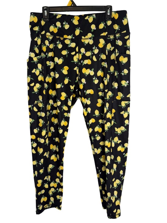 Live Well Pants - 3/$20 Live Well Lifestyle Black Cropped Leggings with Yellow Lemon Print